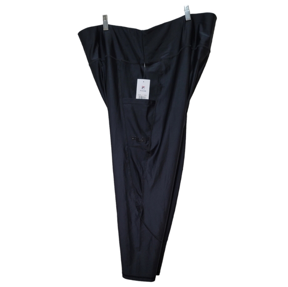 Fila Walk This Way Black Cropped Plus Size Leggings with Two Size Pockets, 4X - Picture 2 of 10
